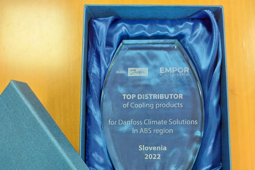 Priznanje Danfoss Top Distributor of Cooling products za Slovenijo, 2022